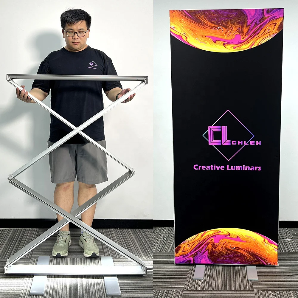 Easy Install SEG Aluminum Frame Foldable Fabric Printed Illuminated Frameless LED Light Box Free Stand Display
