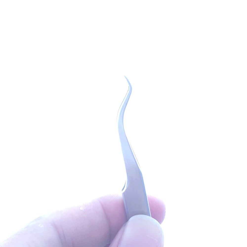  New curved tip stainless steel tweezers eyelash extension flowering