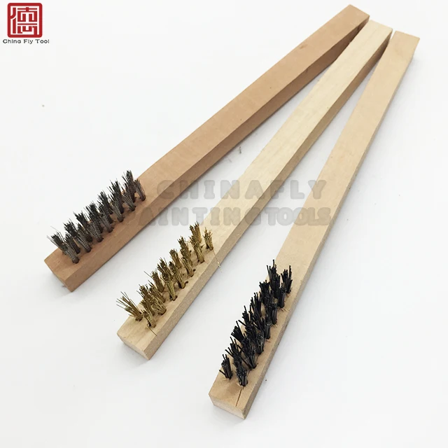 CTWB003 wholesales price sanded wooden handle stainless steel/brass/nylon wire brush