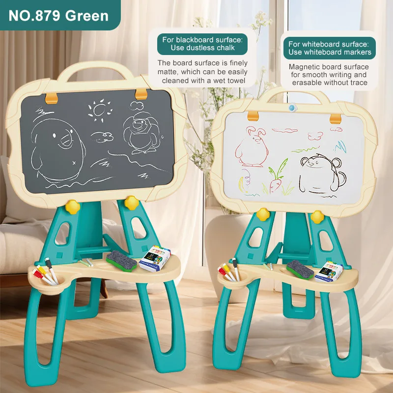 OEM Small Standing Drawing Board Double Sided Color Drawing Board Erasable Chalkboard Educational Toys Set 2 1 Made Plastic