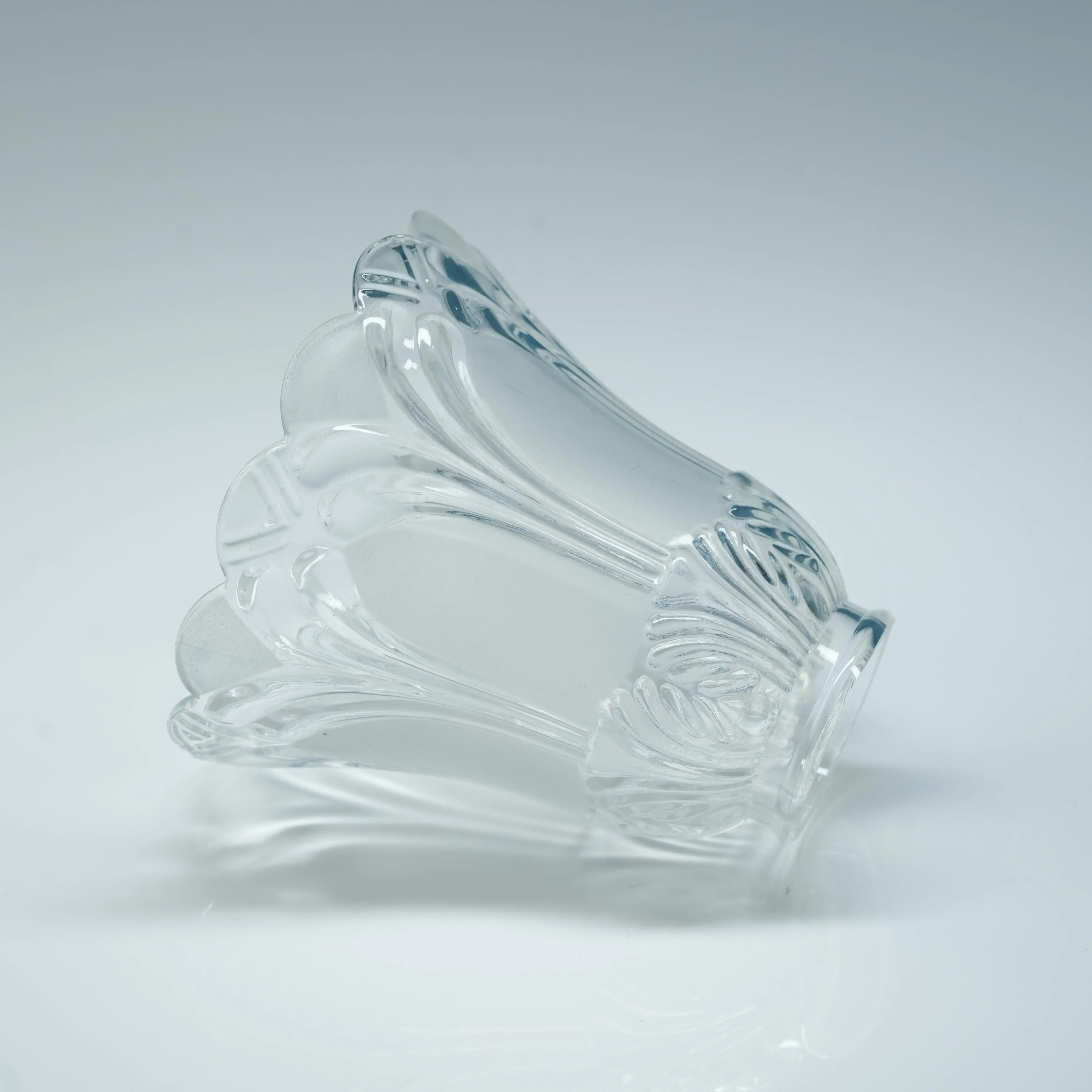 Supplier Custom Size Shape Transparent High Borosilicate tulip flower Glass Shade Cylinder Glass Lampshade