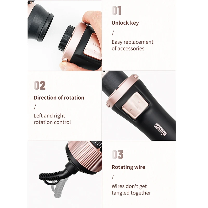 DSP 5 in 1 Hair Salon Tools Electric Hair Brushes One Step Hair Dryer And Volumizer Hot Air Brush With Kit