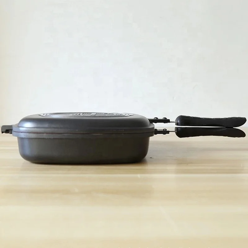 
forged 2 in 1 stove bbq big non-stick pans italy side face frying double-sided die cast aluminium dasini desini double grill pan 