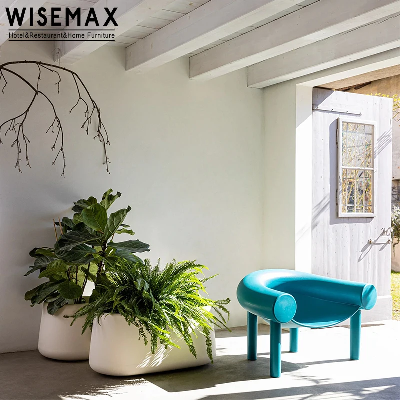 WISEMAX FURNITURE Wholesale reading room plastic chair living room furniture curved backrest horseshoe yellow leisure armchair