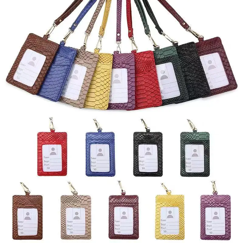 2020, оптовая продажа, держатель для карт сотрудника компании со змеиным узором, PU бейдж, держатель для карт сотрудника для женщин и мужчин