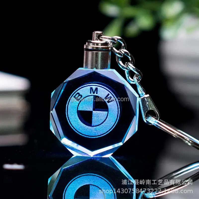 Factory Wholesale Car Brand Logo Key Chain Custom Crystal Keychain With Led Keyrings