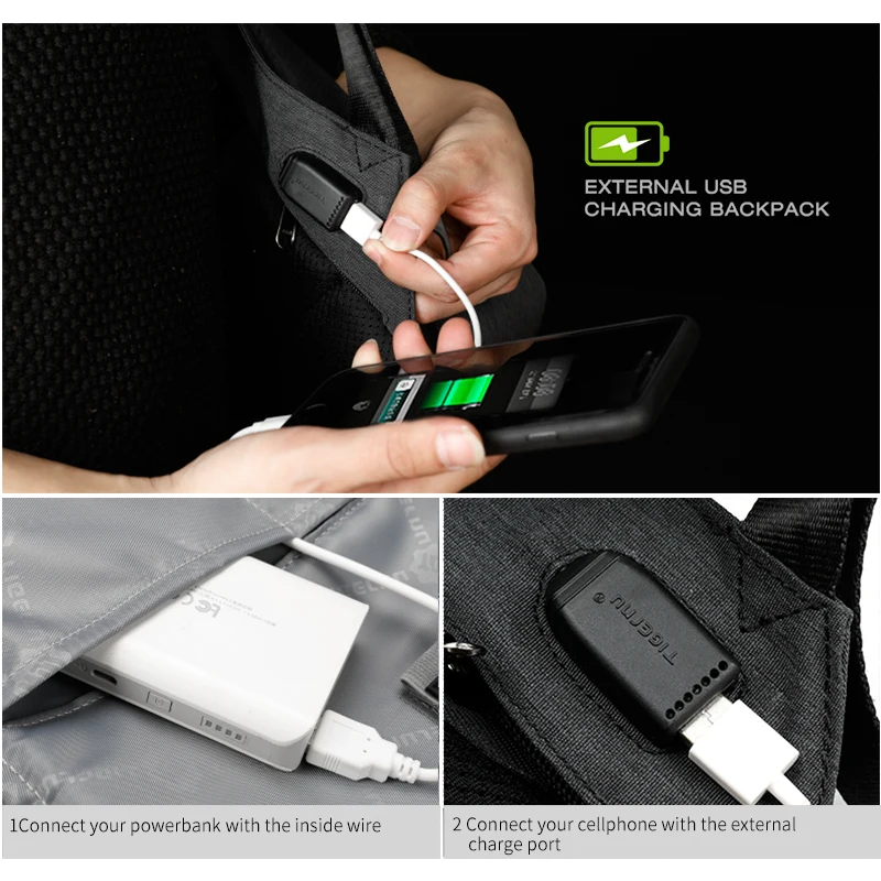 Tigernu T-B3351 manufacturer notebook back pack anti theft usb smart laptop backpack bag with usb charger port