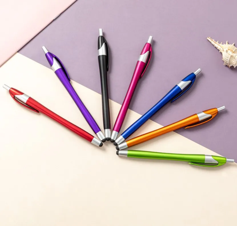 Spot Plastic Advertising Pen Wholesale Business Hotel Conference Promotion Pen Printing Logo Multi color Press Ball Pen