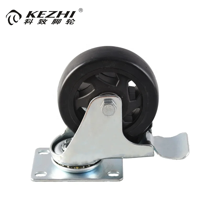 Двойные шарикоподшипник жесткие промышленные Полиуретановые ролики колеса с тормозом и винтом