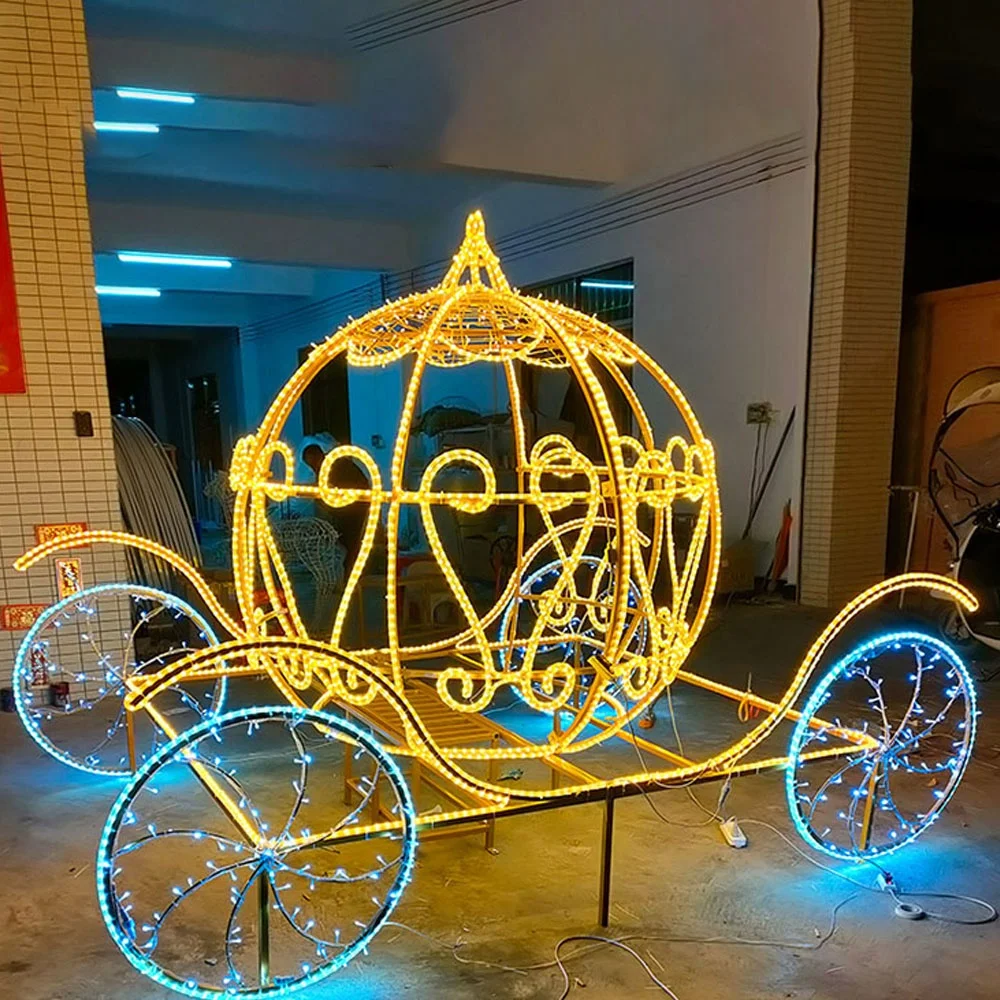 Wedding Drawn Carriage Horse Wagon Pumpkin Carriage Lighting Christmas Deer Sled For Xmas Decoration