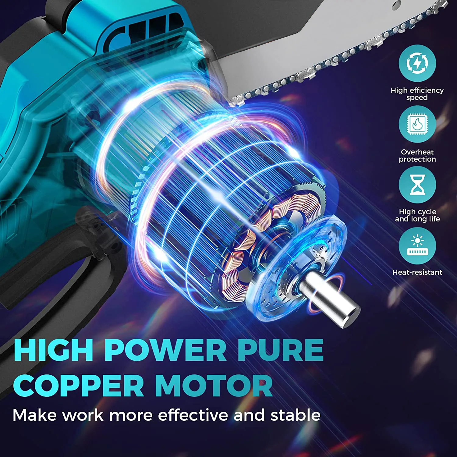 Mini Chainsaw 6-Inch with 2 Battery, Cordless power chain saws with Security Lock, Handheld Small Chainsaw for Wood Cutting Tree