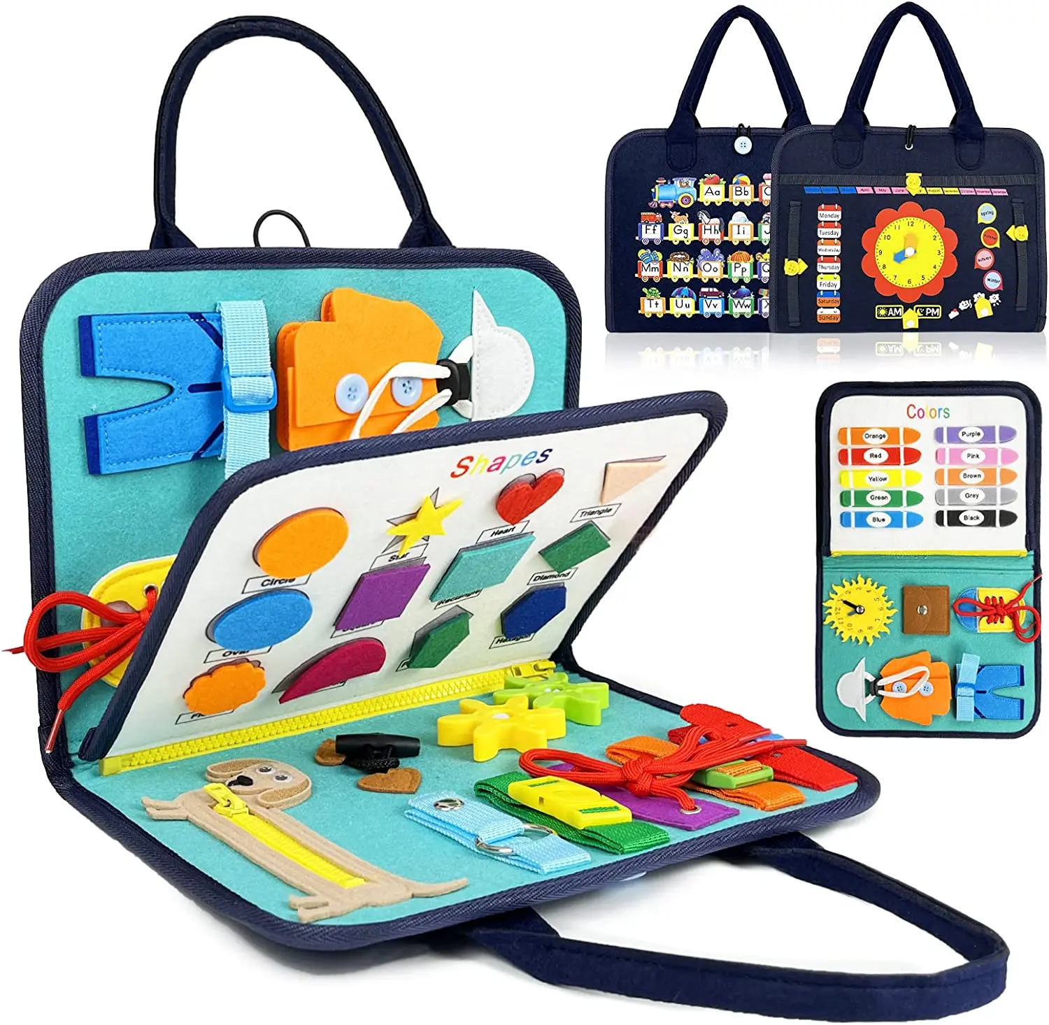 Customised Premium Sensory Toys Kids Fun Learning Tool Felt Busy Boards For Learning Shapes Colors Other Skills