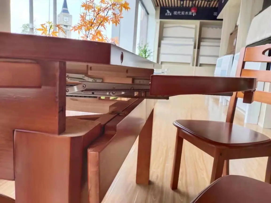 Factory Modern Dinner Table Set 6 Chairs Home Furniture Rubber wood Chair Solid Wood  House Round Rotating Dining Tables