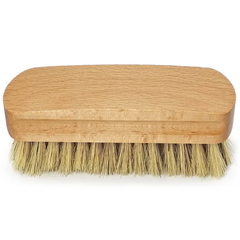 Private Label Soft Bristles Horsehair Wood Handle Comfortable Grip Shoe Shine Brush Car Interior Cleaning Brush Polishing Tool