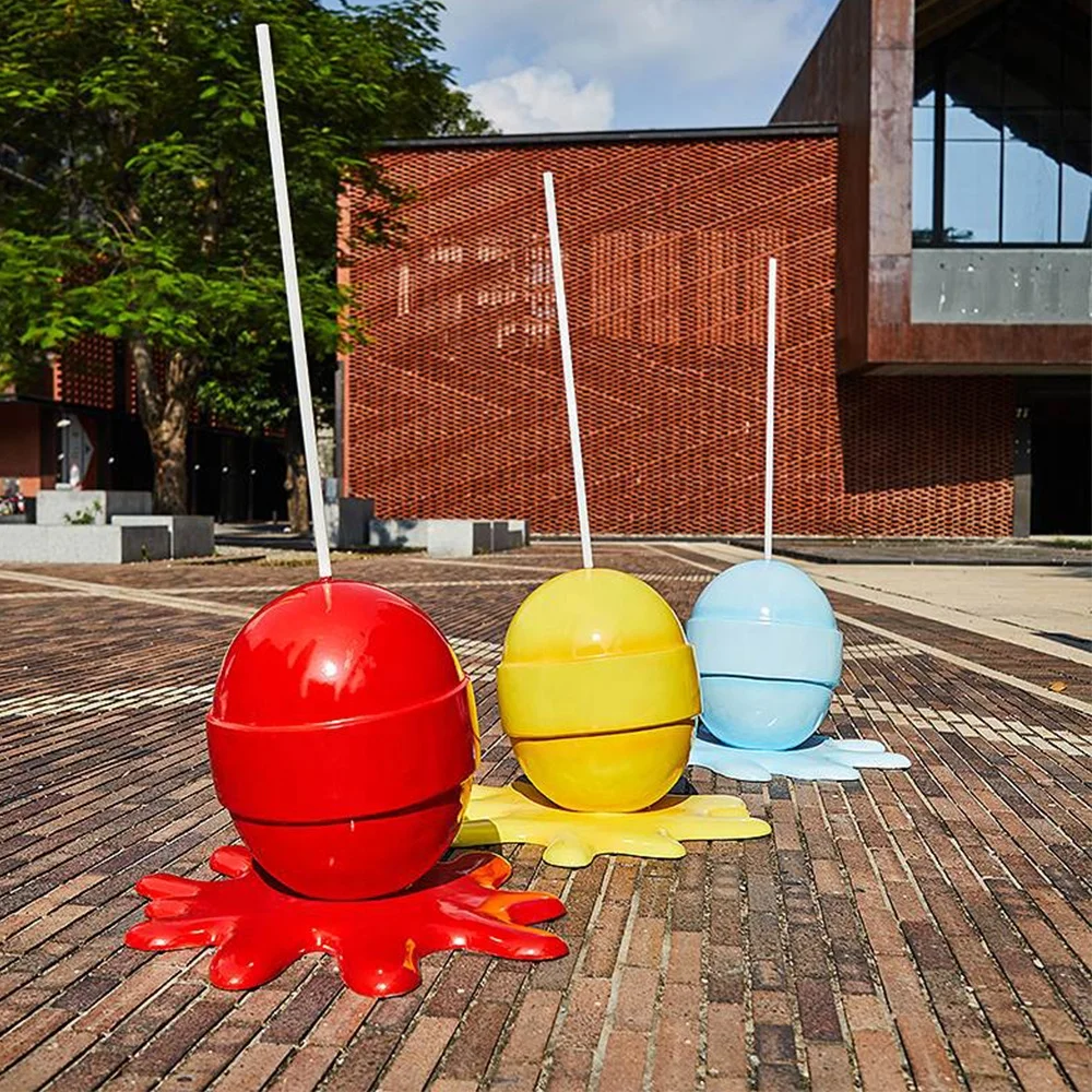 Christmas giant ornaments fiberglass resin pastel macaroon donuts props candy lollipop sculpture for candyland decoration