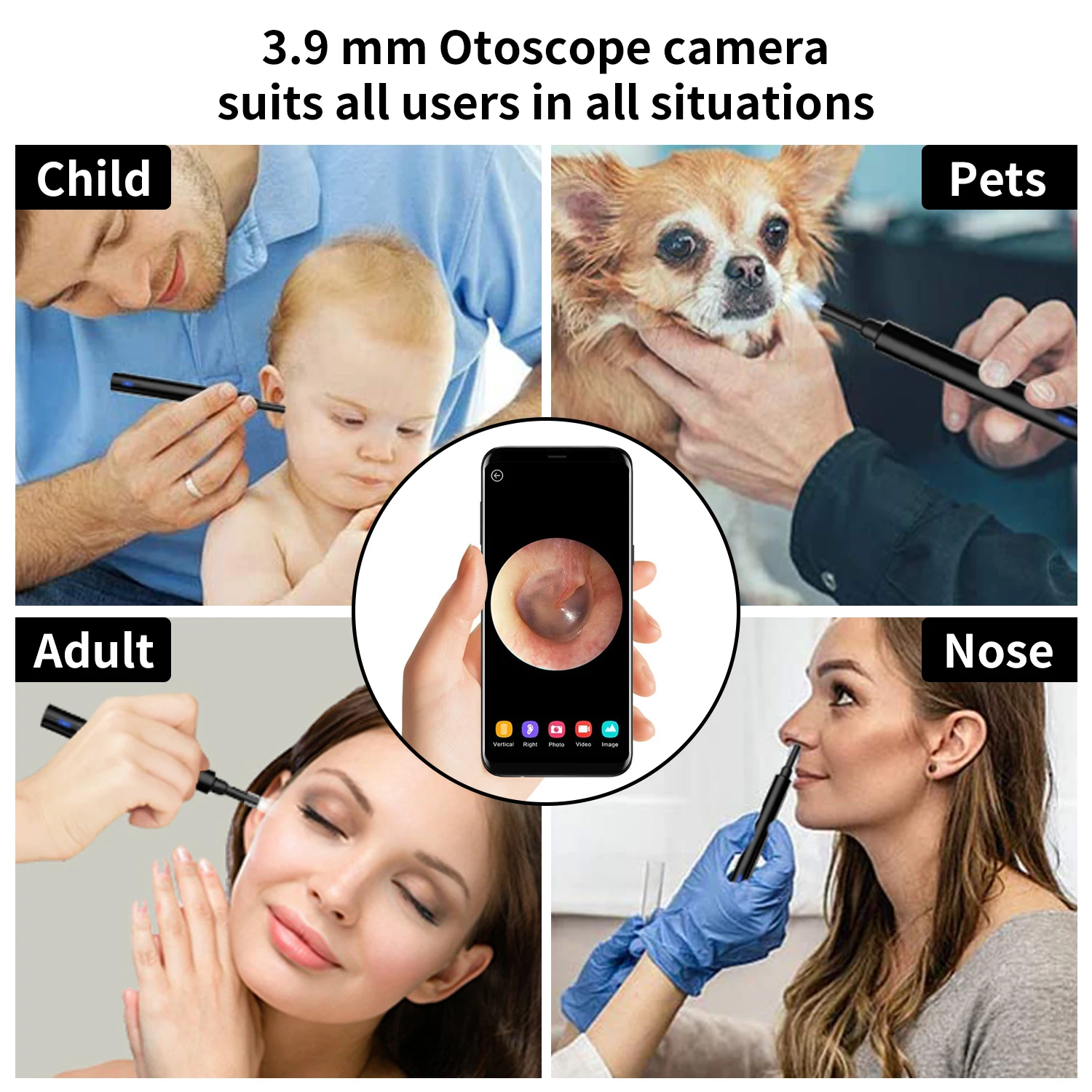 2021 New Trending Wifi Ear Endoscope 1280p Hd Led Earwax Cleaning Visual Earpick Otoscope Camera