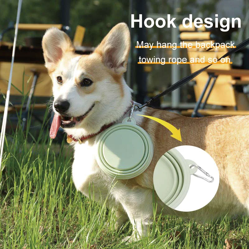 Custom 350ml Pet Portable Folding Bowl Outdoor Cat and Dog Drinking Silicone Folding Bowl for Walking Hiking Camping