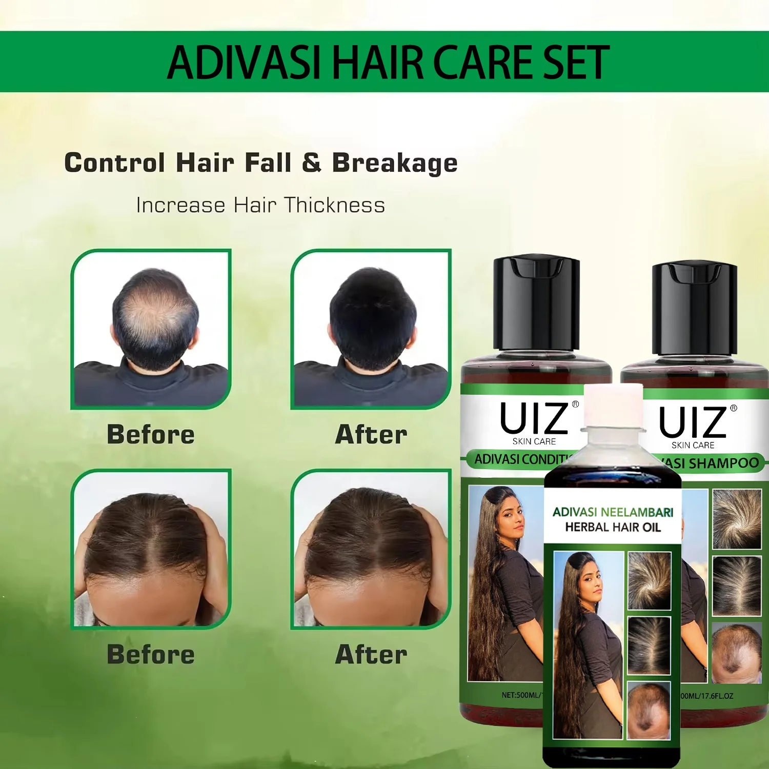 Private Label 100% Pure Natural Herbal Hair Care Set Anti Loss Thickening Growth Shampoo and Conditioner