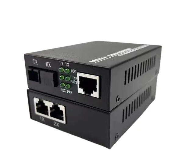 Gigabit Single-Fiber Single-Mode Fiber Optic Media Converter 1 fiber 2 RJ45 Ethernet Optical Transceiver