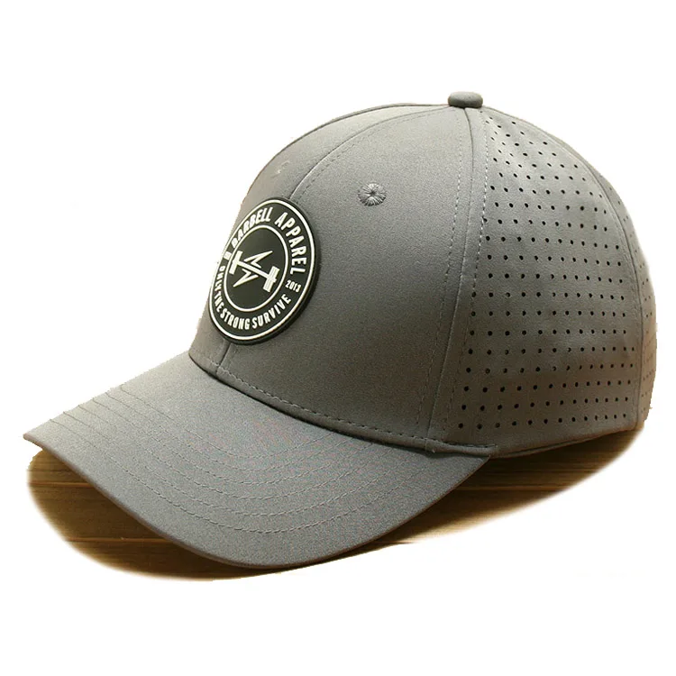 OEM Adjustable Baseball Cap 6 Panel Curved Brim Rubber Patch Golf Cap For Men Baseball Cap