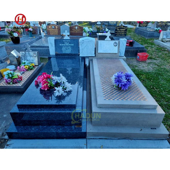 French Style Tombstone Monument Multicolor Red Granite
