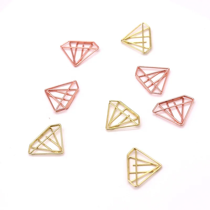 Diamond Shape Paper Clips Cute Small Paperclips Metal Bookmark File Note Decorative Clip For School Stationery