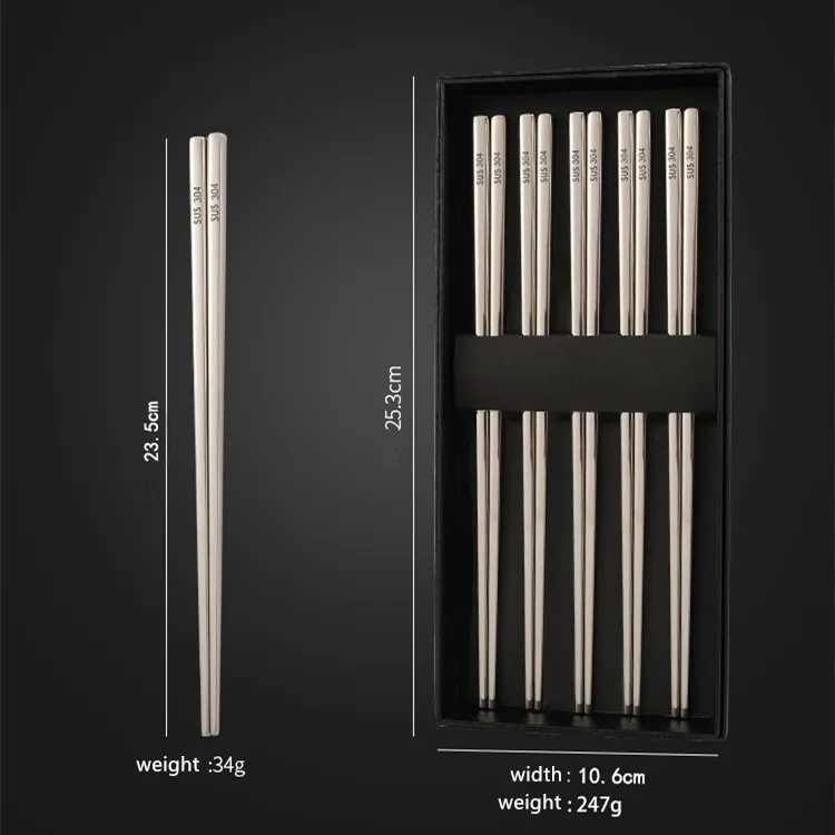 Metal Chopsticks Reusable  Stainless Steel Chopsticks Dishwasher Safe Cute Laser Engraved Non-slip Japanese Korean Chopstick