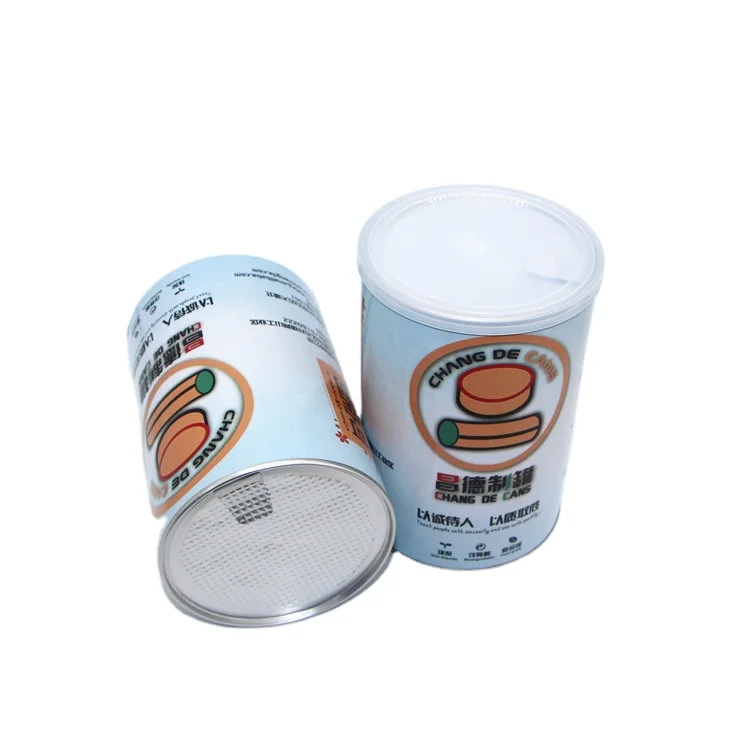 Easy Peel-Off Lid Food Grade Paper Can Coffee Spice Flour Seasoning Powder Sugar Cookie Packaging Box Stamping Print Handling