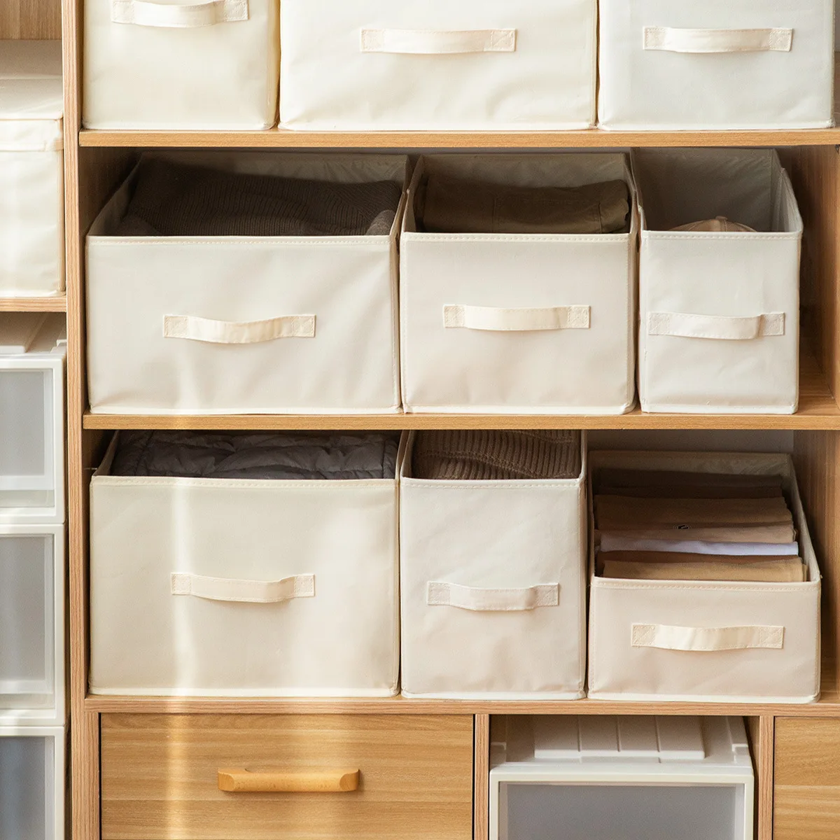 Customized Factory Price Cloth Fabric Storage box Foldable fabric storage bins & boxes for clothes book kids toys OEM