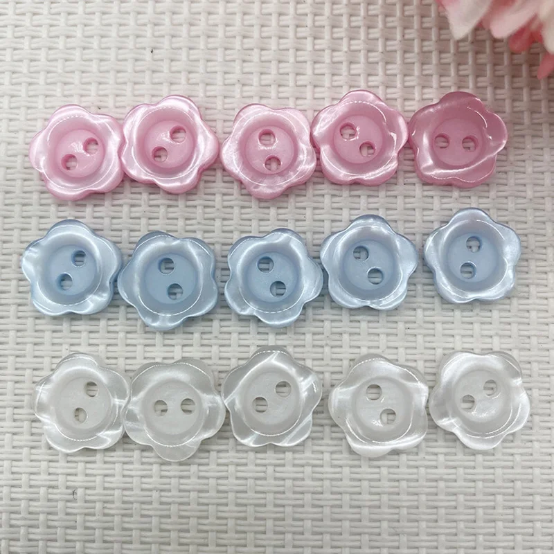 Flower Buttons Round 2-Hole Pearl Resin Buttons  for Crafting Sewing Replacement Knitting Handmade Baby and Kids Sweaters