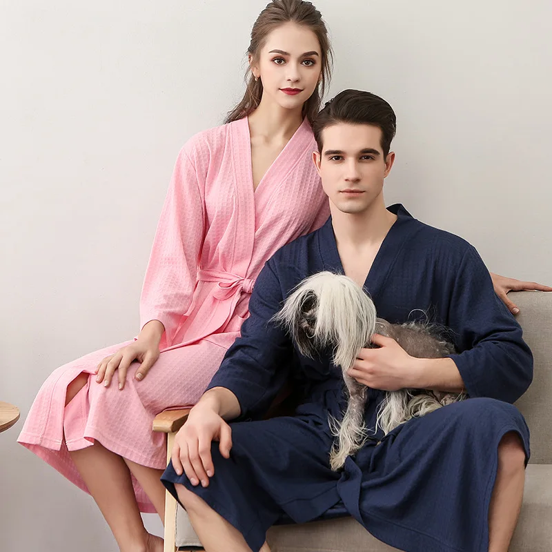 
gift your own beautiful gown hotel lovers bathrobe couple waffle bath robe 