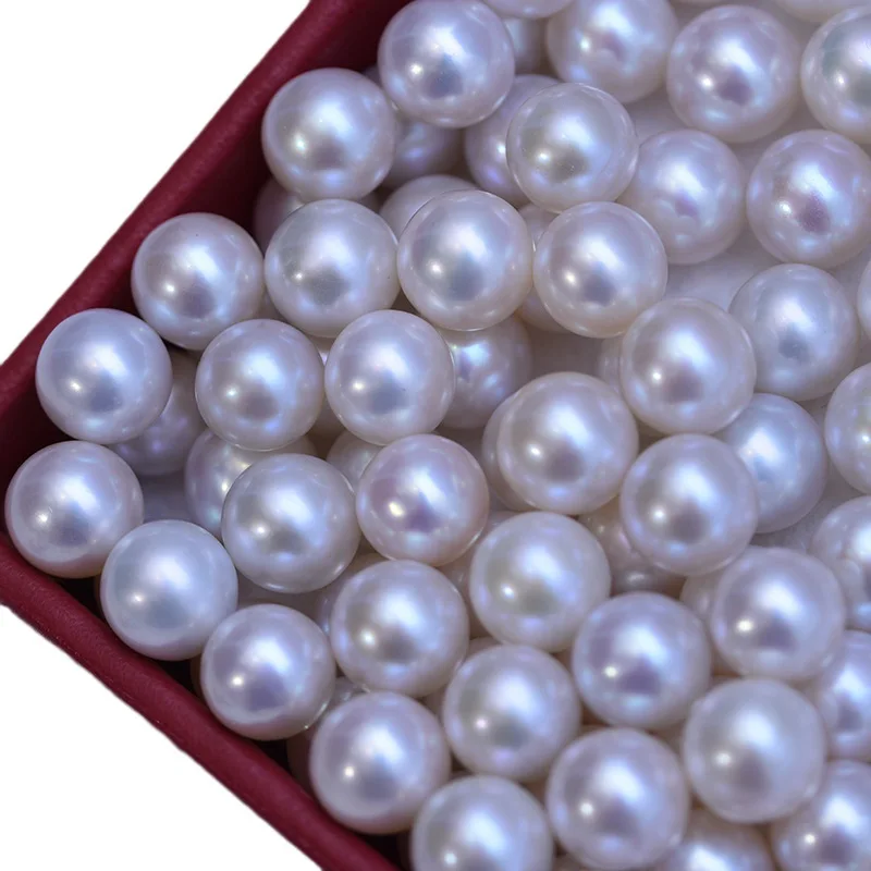 Wholesale natural fresh water 4-10mm No Hole Loose Freshwater Beads white round bright light with almost flawless pearls