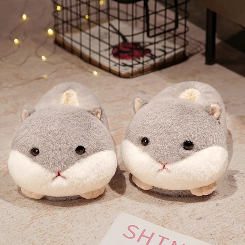 Strict process requirements animal plush indoor slippers fluffy soft husky anti-slip winter warm slippers