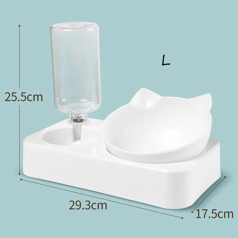 Pet Automatic Feeder Double Bowl Drinking Raised Stand Dish Bowls Dog Cat Food Bowl with Water Dispenser