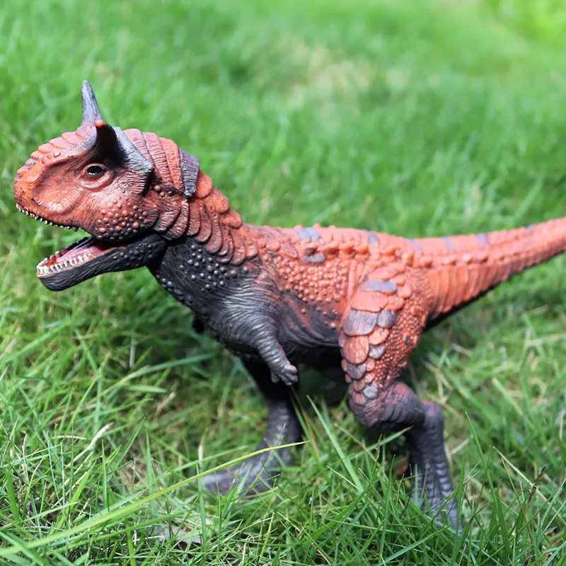 Oenux Wholesale PVC Animals Toy Jurassic Dinosaur Carnivorous Carnotaurus Mouth Can Open Action Figures Plastic  Model