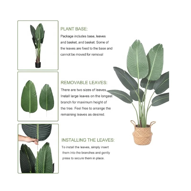Haihong artificial plant decoration artificial strelitzia banana palm travelers bird of paradise palm for coffee shop home deco