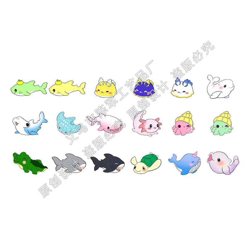chenjun Marine Animal Hammerhead Shark Sea Hare Dolphin Crocodile Tortoise Lemon Hexagonal Dragon White Narwhal Ray Octopu