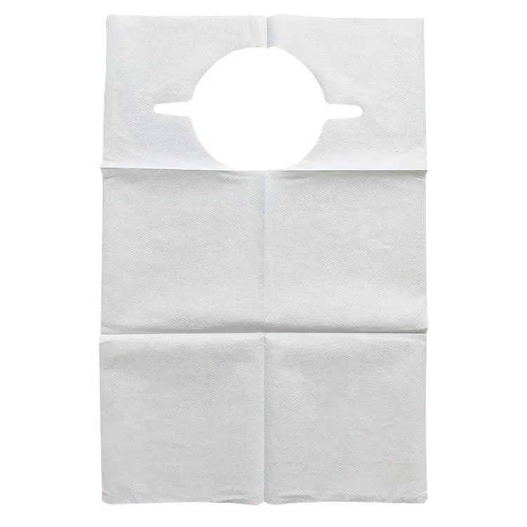 Absorbent Tissue Front Water Resistant Overhead Disposable Adult Bibs Apron For Elderly Patients