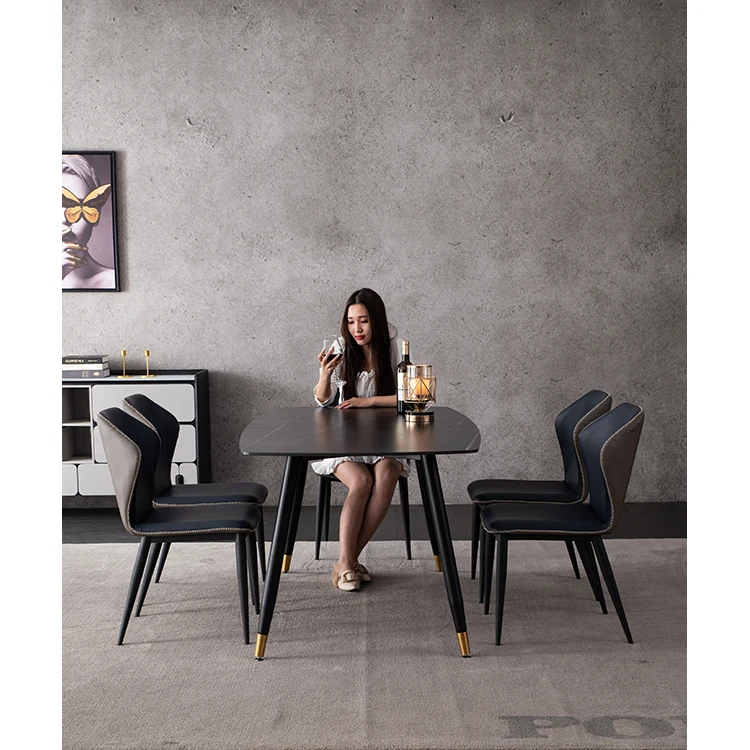 guangzhou factory direct sale black marble cafe table marble desk table dining table set modern marble