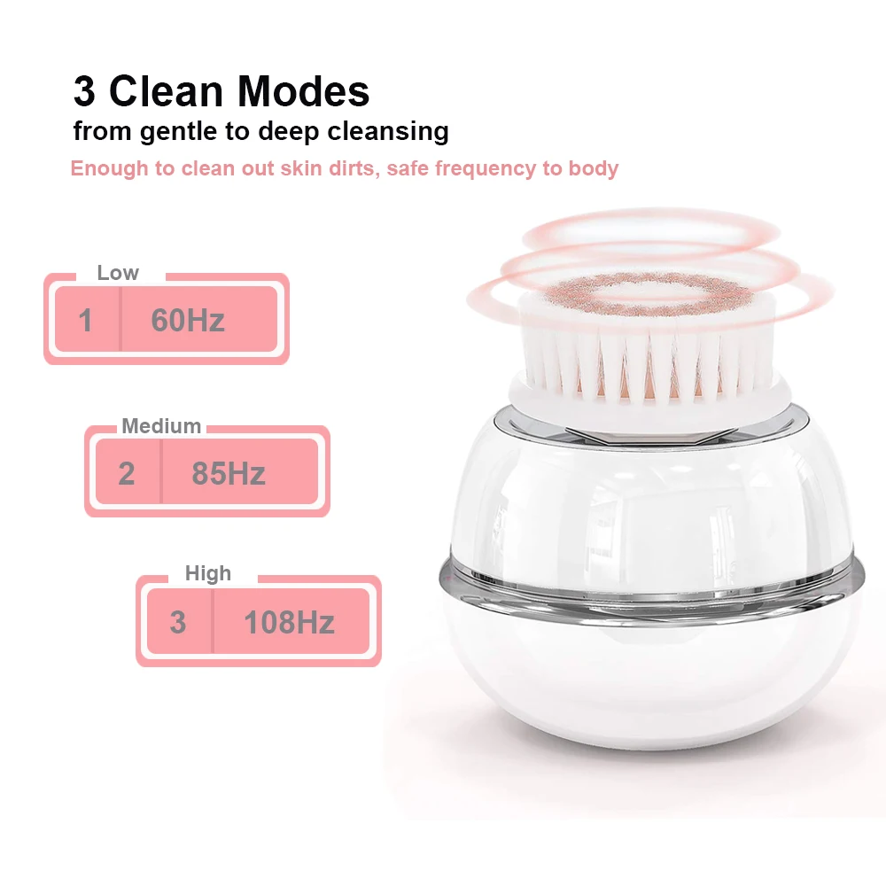 Mini IPX6  water-proof wireless charging silicone face cleansing brush deep exectric facial cleaner device with led light