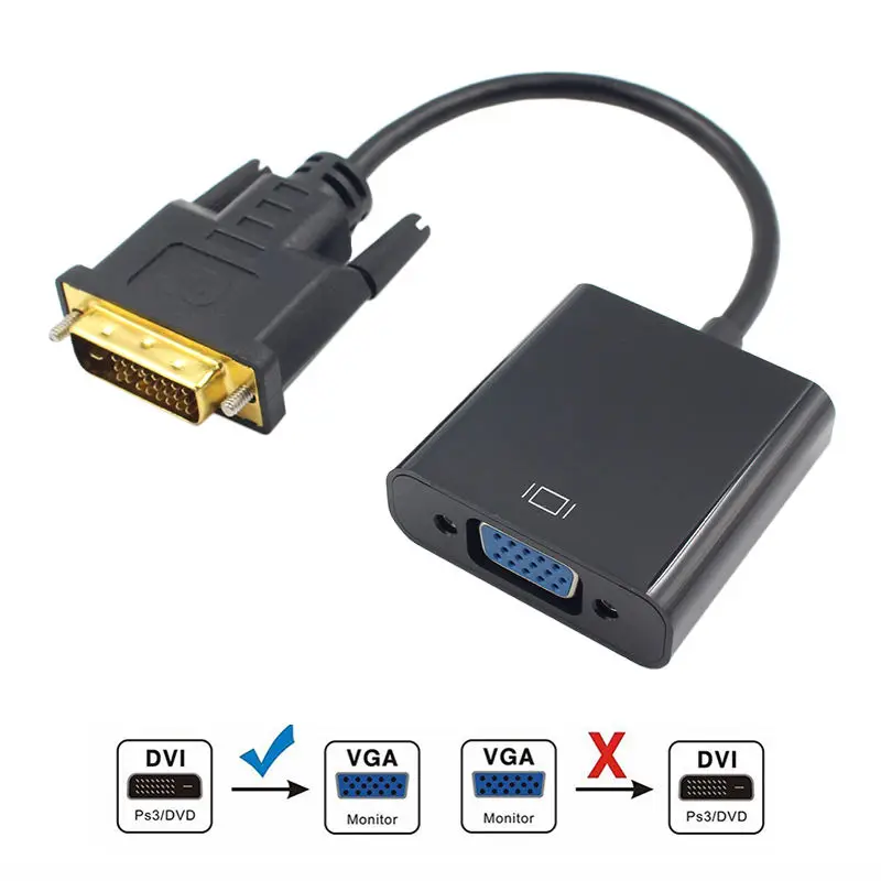 Male to Female DVI to VGA  24+1 25 Pin VGA to DVI-D Video Converter Connector DVI to VGA Cable Adapter Converter