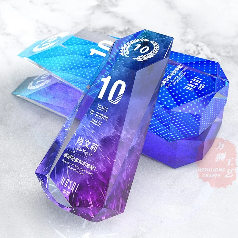 High Quality Color Printing Customise Crystal Trophy K9 Chrystal Glass Award For Souvenir Gift TPT-10