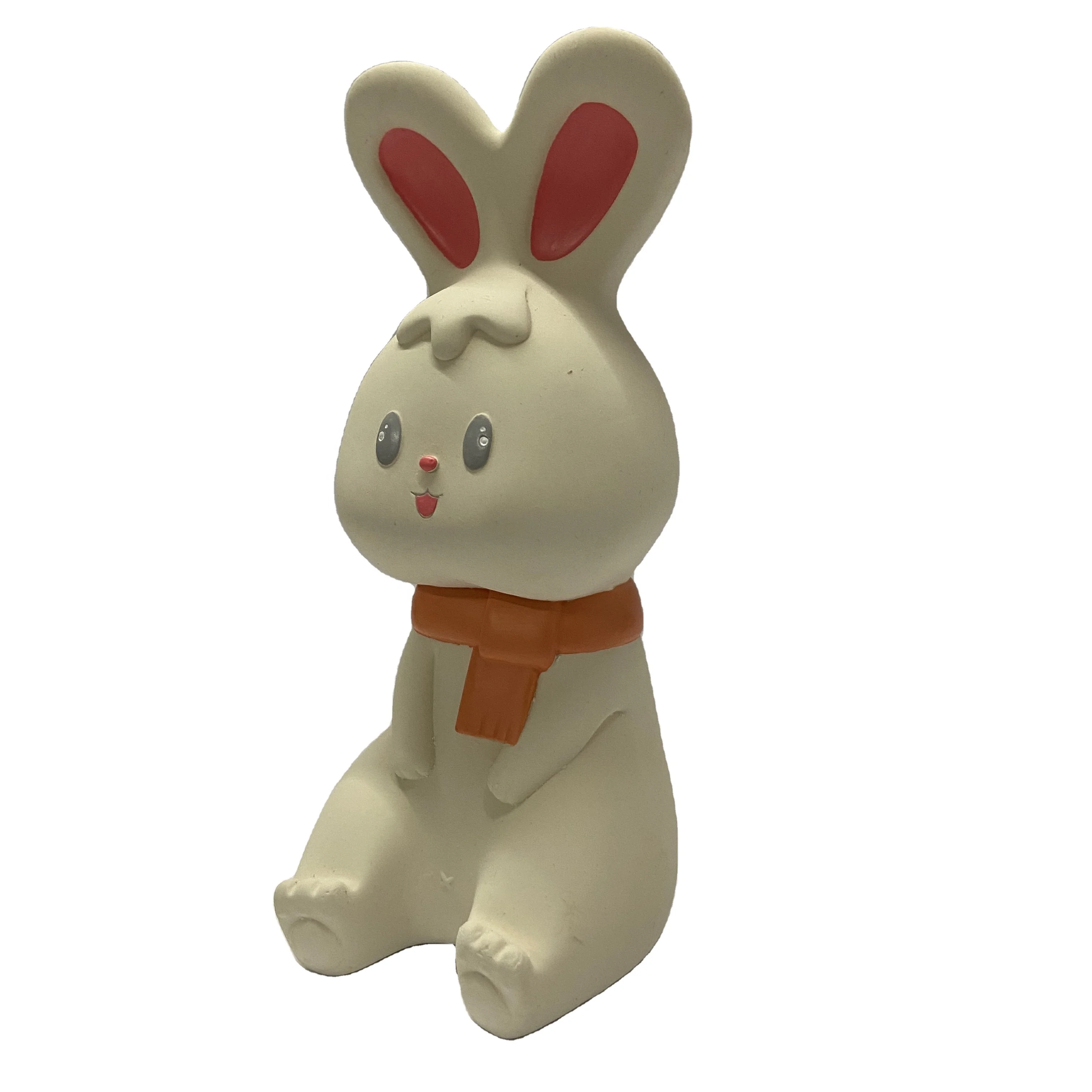 
Infant Squeaky Teething Toy Natural Rubber Baby Teether Funny Rabbit Teether 