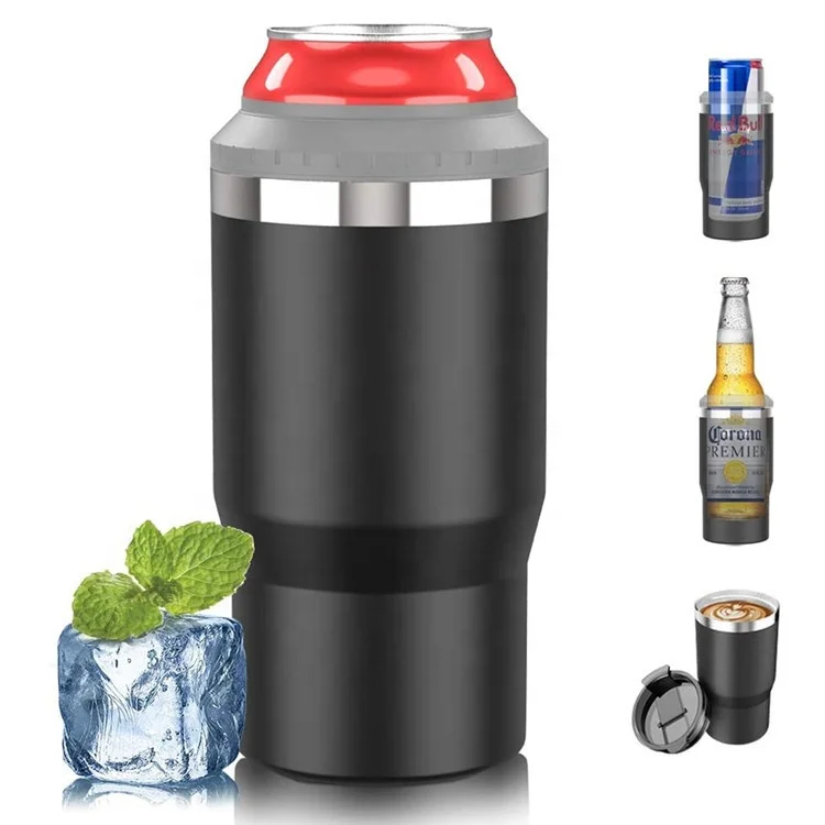 Custom 4-in-1 Insulated Can Cooler Double Walled Stainless Steel Can Insulator Beer Holder for Standard/Tall Skinny Slim Cans