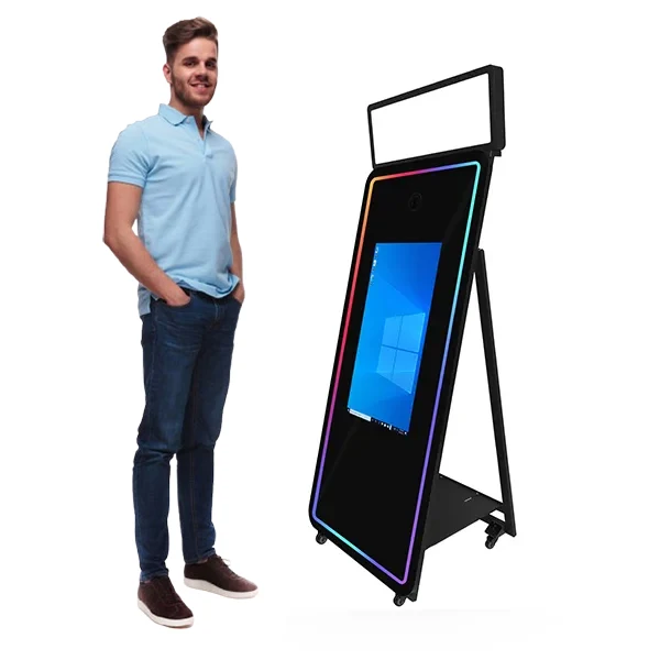Hot Sale Portable Touch Screen Photo Booth Machine roamer photobooth with Ring Light Selfie photo booth cabin for Home Event Use