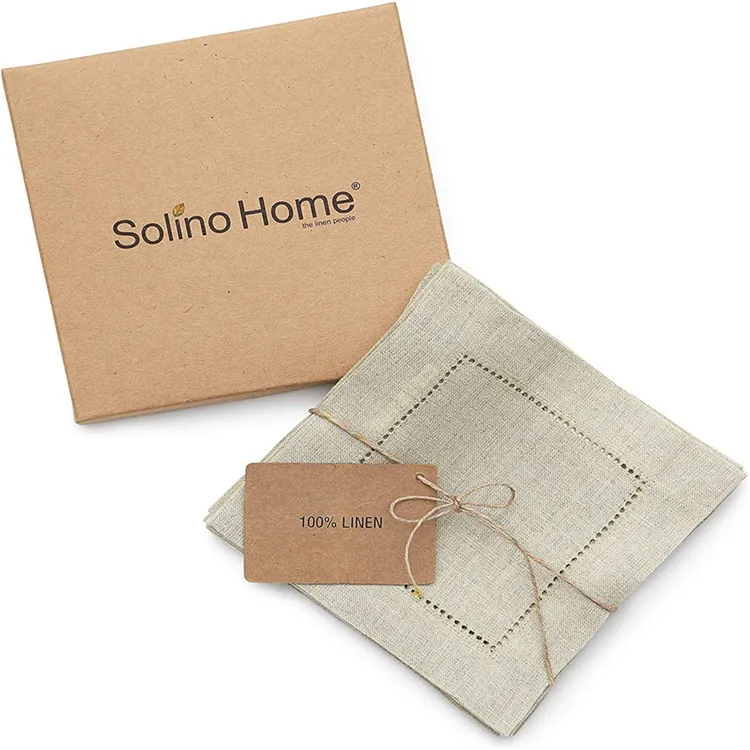 Washable  Dinner Napkins 18 x 18 Inch  Hemstitched Pure Linen  Fabric Table Napkin