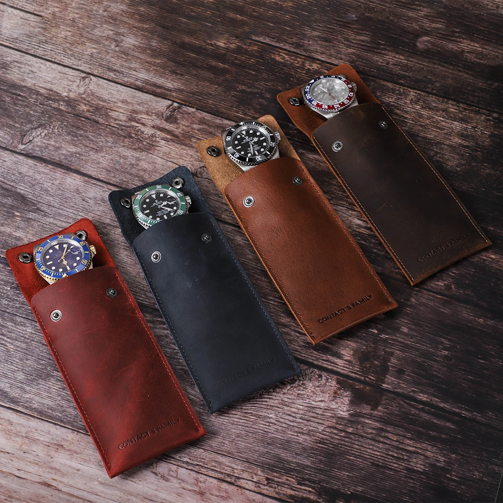 Contacts family Customized logo genuine leather luxury watch case for men watch box sunglasses box