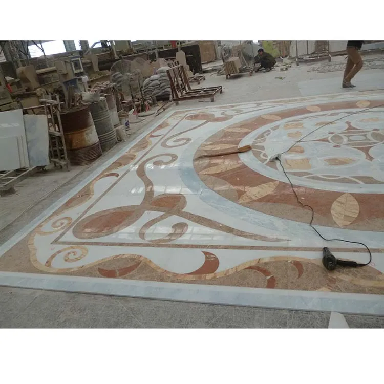 Waterjet Medalion Floor Tiles Square Parquet Marble Mosaics Villa Hall Decoration Graphic Design Available