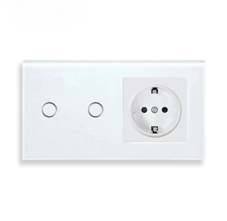 OEM   EU 45*90 wall double wifi  touch switch  and socket combination  smart method  tuya app control USB+PC