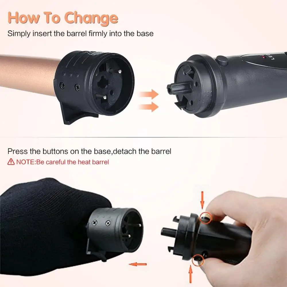 5 In 1 Clip Hair Iron Curls Anti-Scalding Hair Curling Iron Professional LCD Display Hair Curler Set